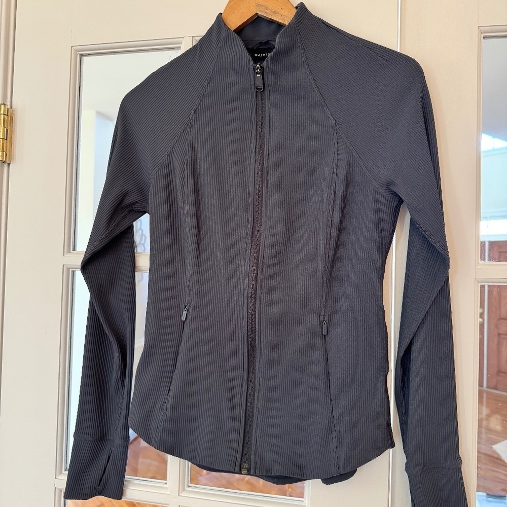 ATHLETA SALUTATION JACKET, SIZE SMALL (S), GRAY (RIBBED)